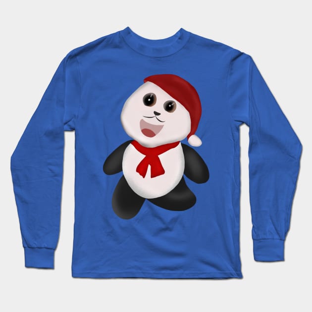 Christmas panda Long Sleeve T-Shirt by Twinnie5